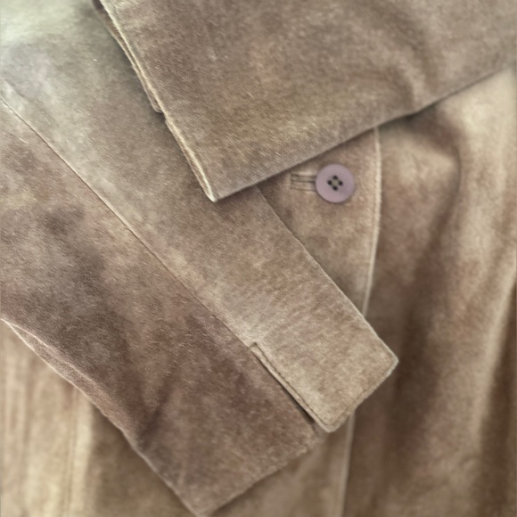 Kate Hill Petite Suede Button Front Jacket Western Boho Cowboy Tan Caramel color - Picture 7 of 7